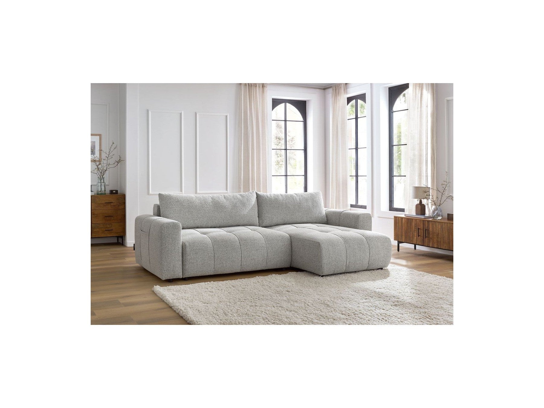 Sofá esquinero reversible convertible con arcón Arsene