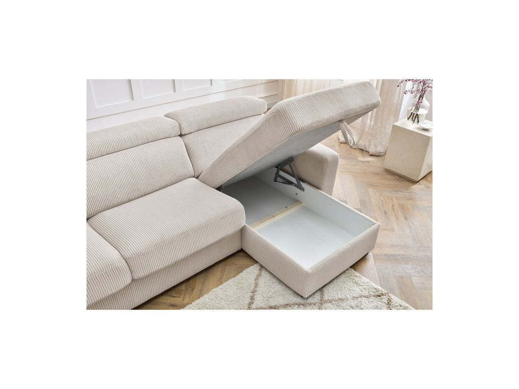 Sofá esquinero reversible convertible con arcón - 140x190 - Monaco - Pana