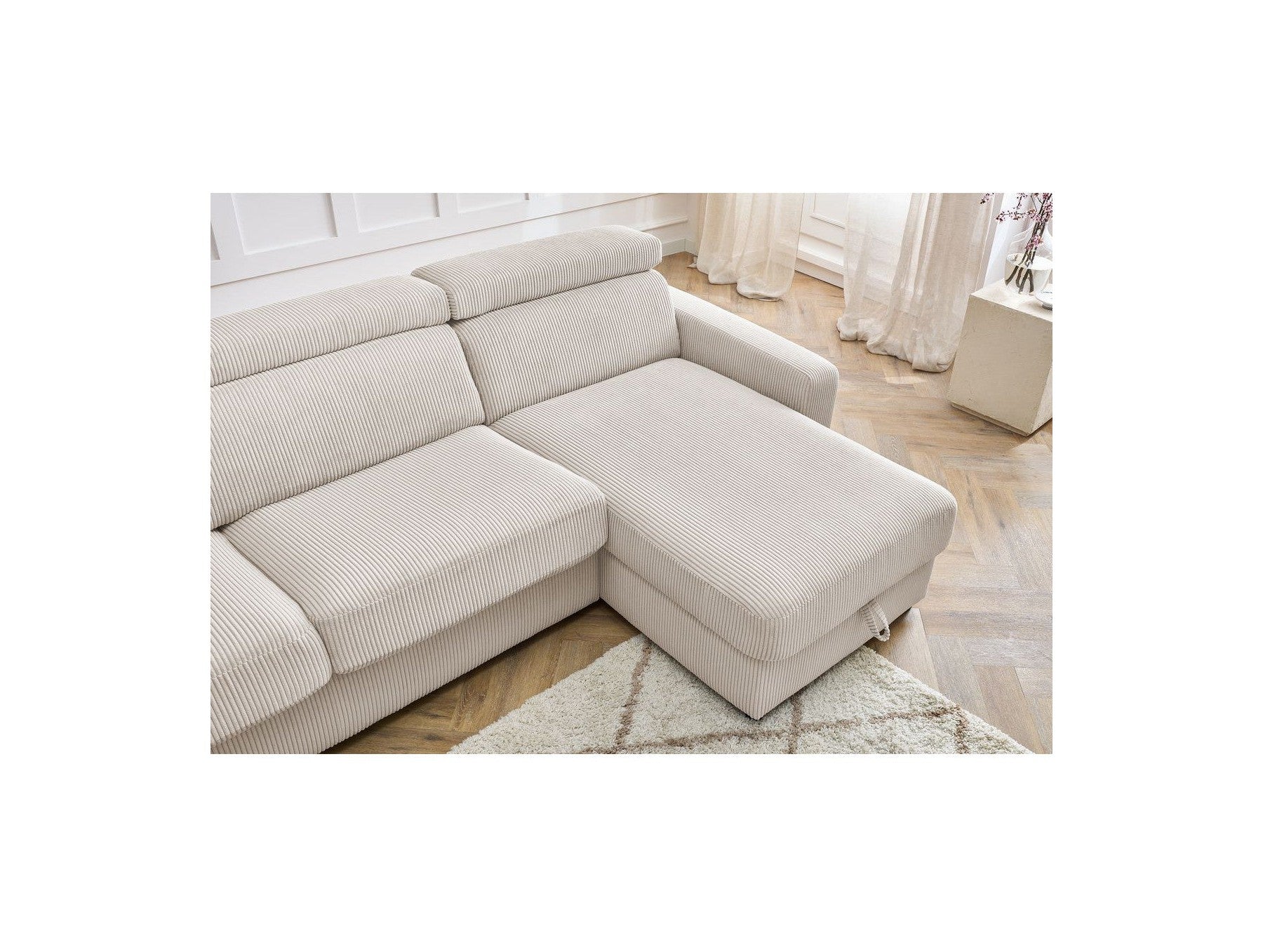 Sofá esquinero reversible convertible con arcón - 140x190 - Monaco - Pana