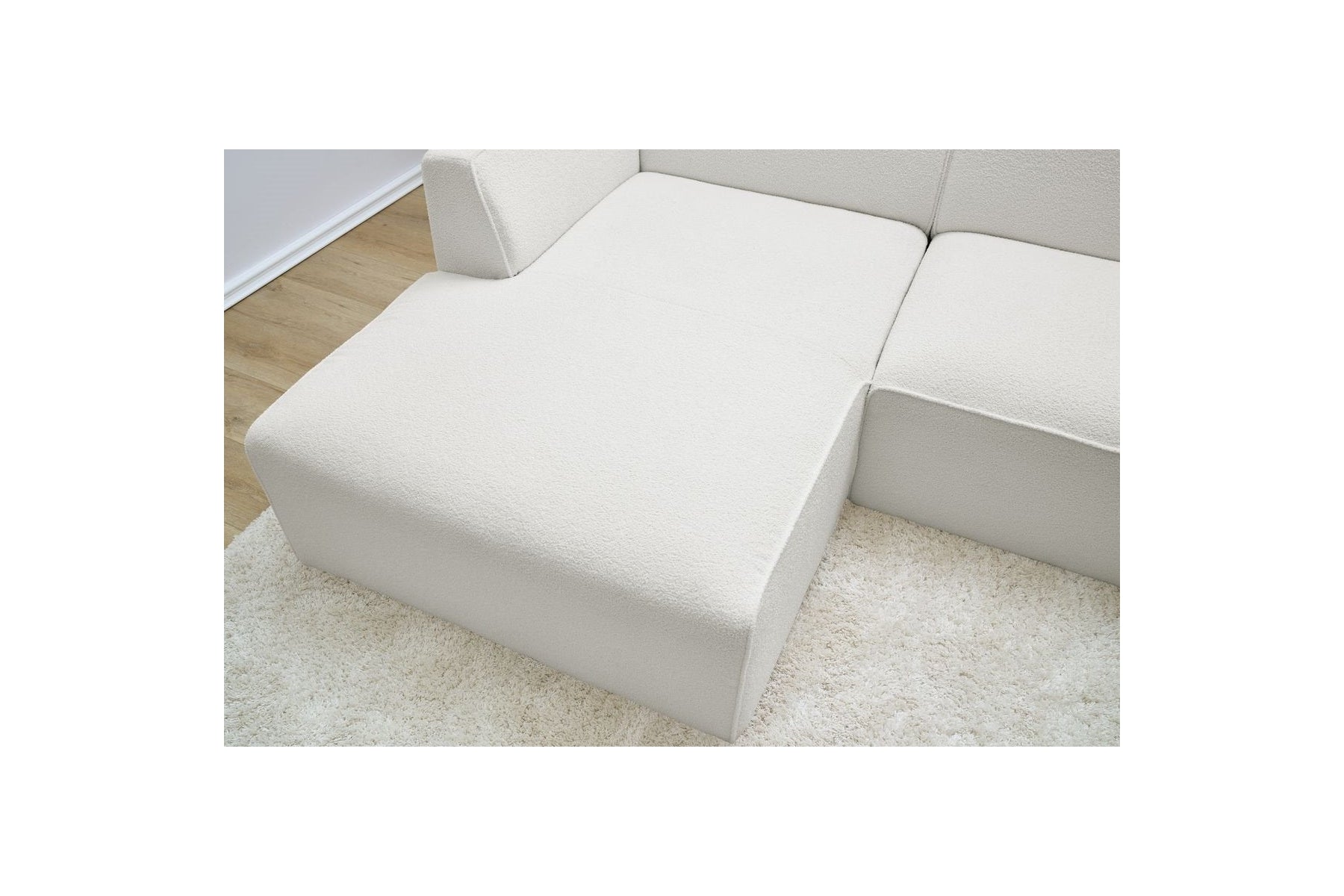 Megeve - Canapé D'Angle Fixe - Tissu Bouclette - Angle Gauche