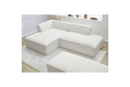 Megeve - Modular Fixed Corner Sofa - Bouclé Fabric - With Pouffe - Left Corner