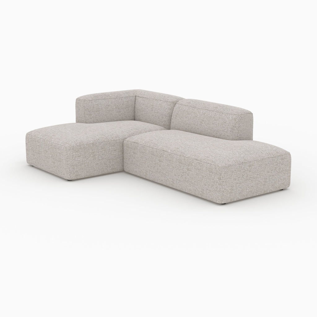 Hestia - Sofá esquinero modular izquierdo de tela beige 4 plazas