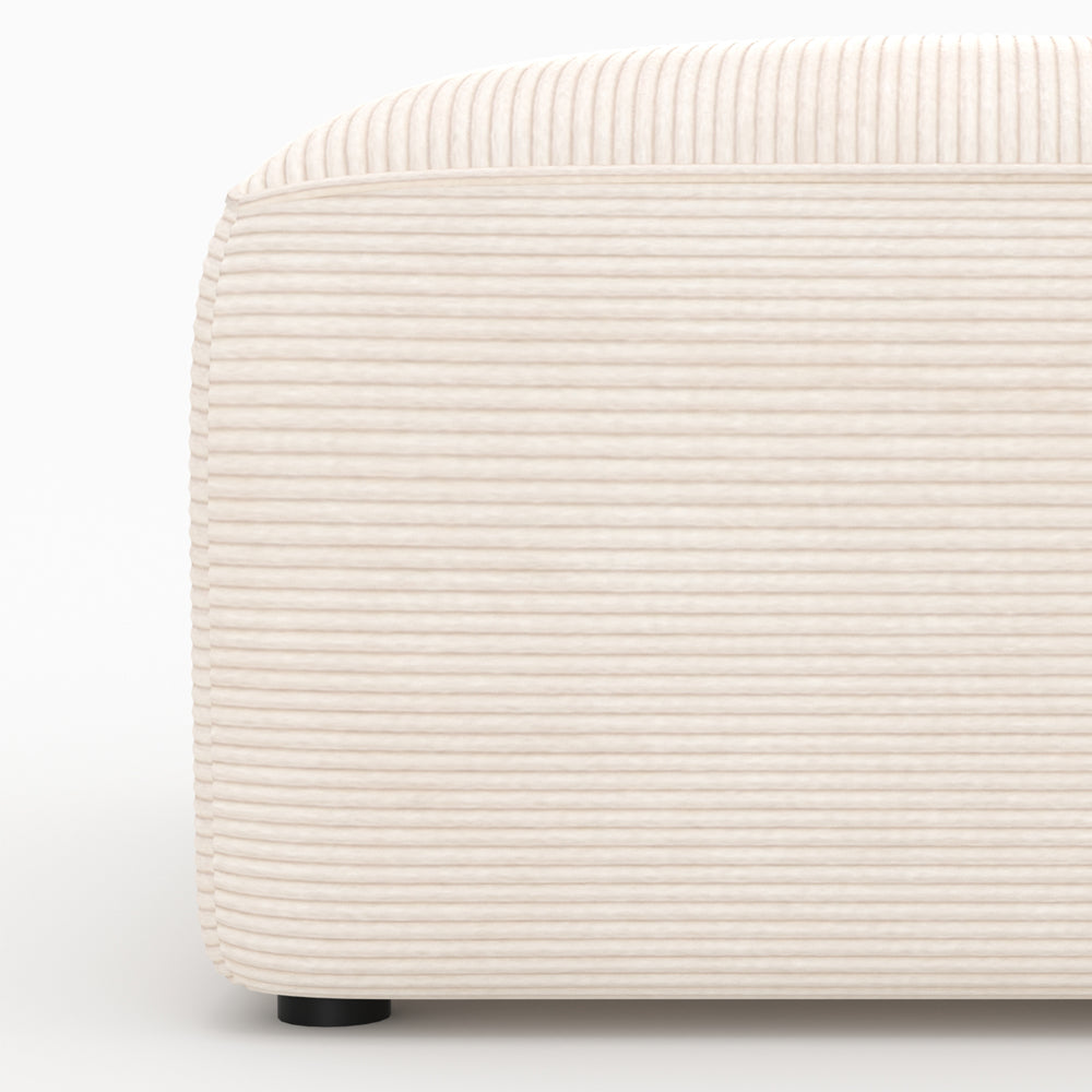 Mina - Canapé Modulable En Velours Côtelé Blanc 4 Places Avec 2 Poufs