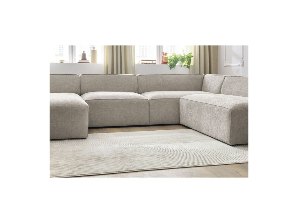 Fixed Panoramic Sofa - Megeve - Textured Fabric - Left Corner