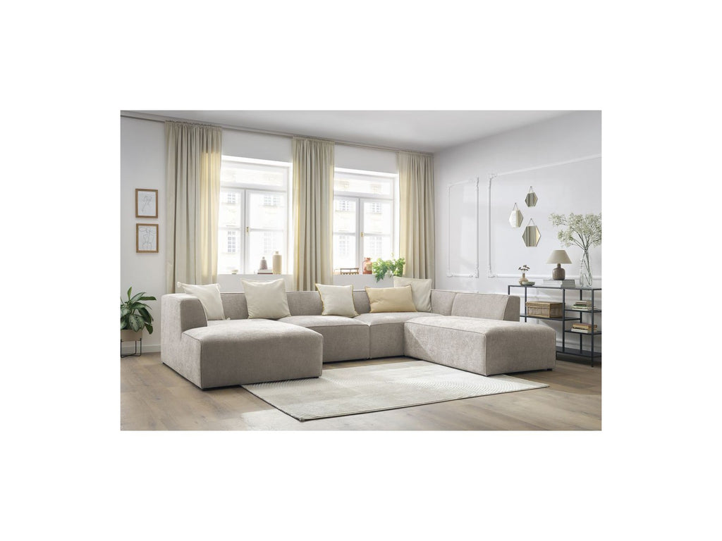 Fixed Panoramic Sofa - Megeve - Textured Fabric - Left Corner