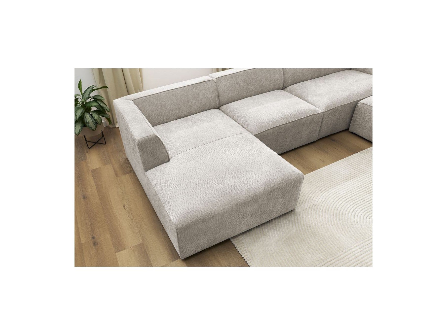 Fixed Panoramic Sofa - Megeve - Textured Fabric - Left Corner