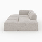 Hestia - Canapé D'Angle Gauche Modulable, Tissu Beige 4 Places, 2 Poufs
