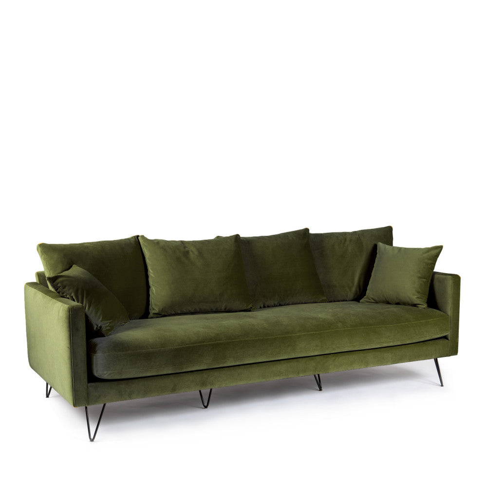 Villabon - Canapé 4 Places - Velours - Vert olive