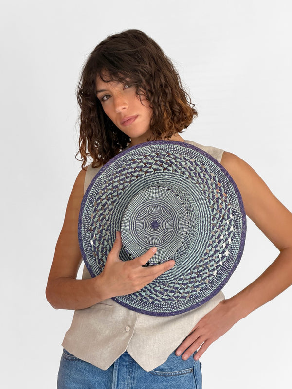 Chapeau Paille Carlota - Babyblue/Navyblue