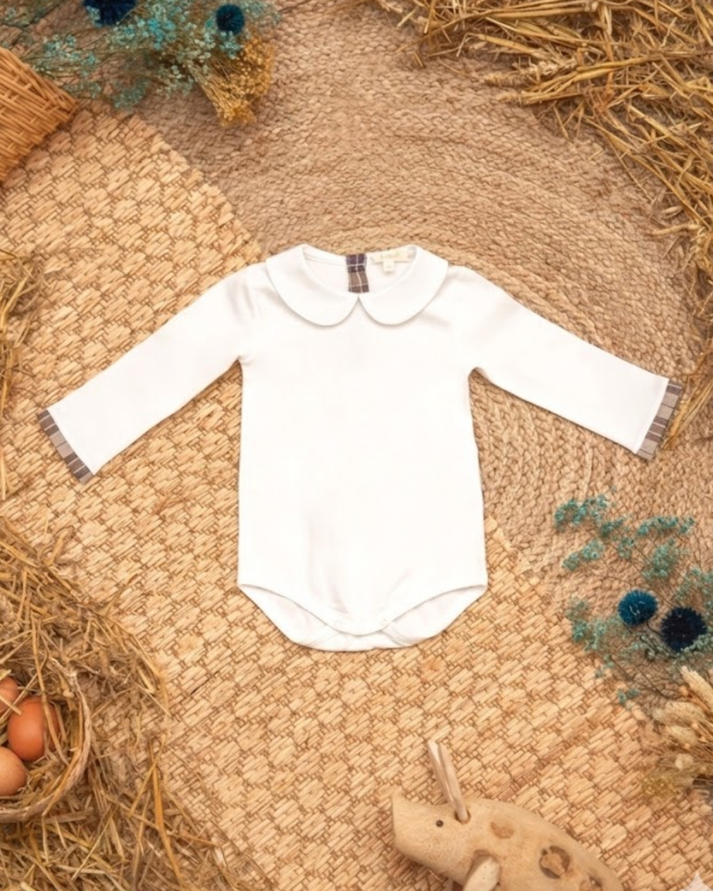Beige Check Bodysuit