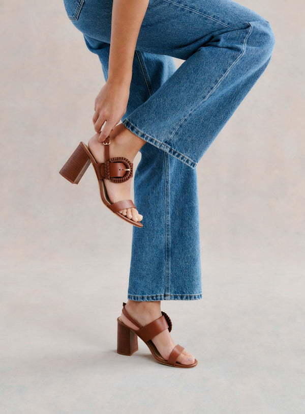 SANDALES A TALONS MARRONS BOIS CARRIE PETITE MENDIGOTE