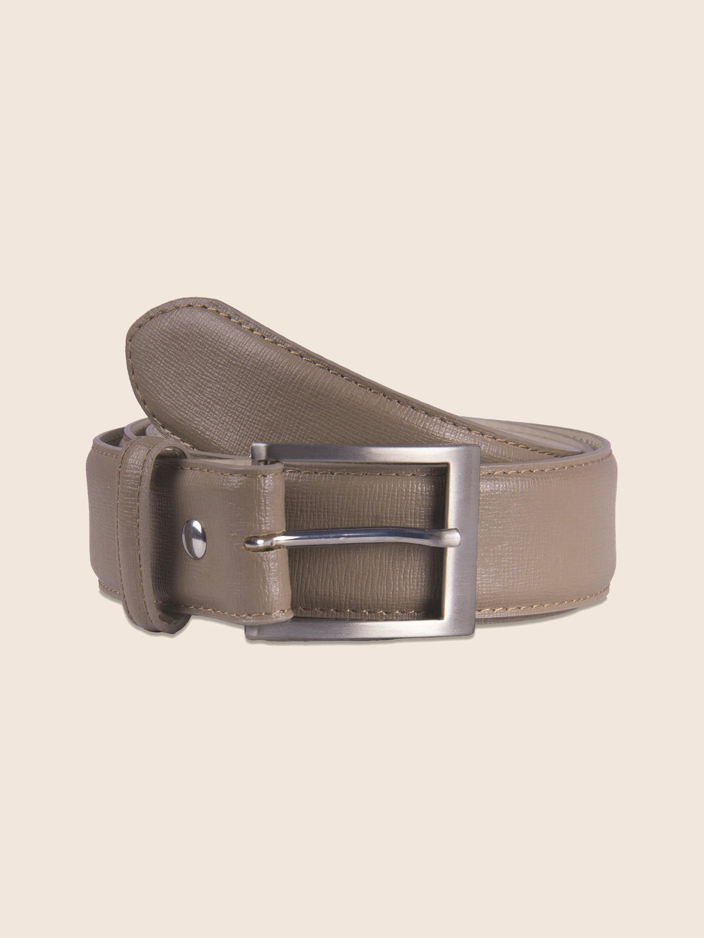 Ceinture Classique Cuir Gravé Taupe - Homme