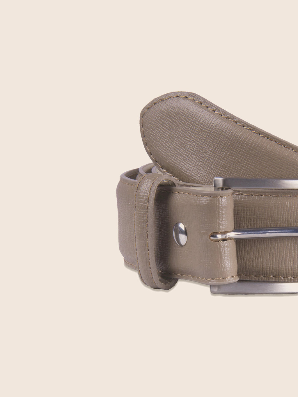 Ceinture Classique Cuir Gravé Taupe - Homme