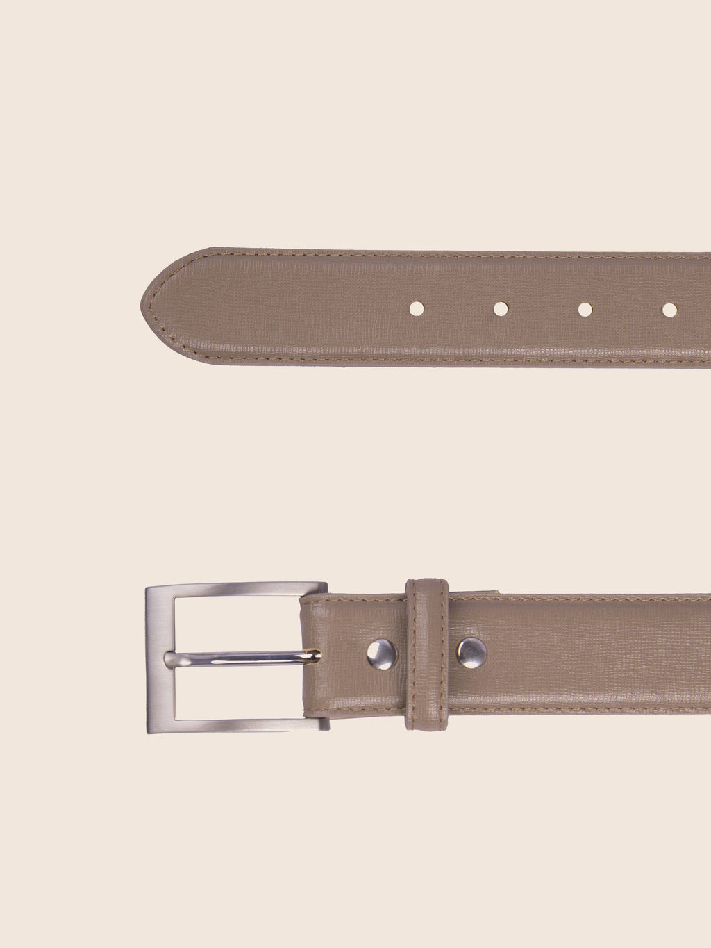 Ceinture Classique Cuir Gravé Taupe - Homme