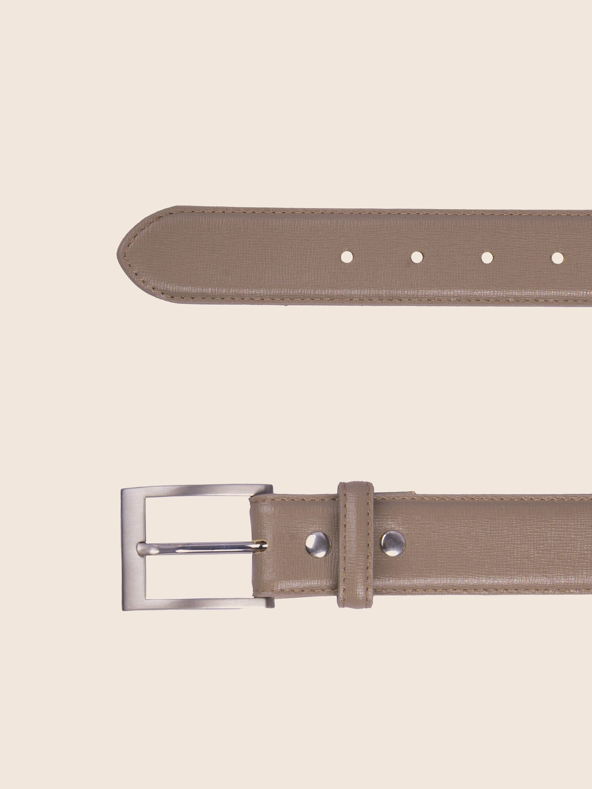 Ceinture Classique Cuir Gravé Taupe - Homme