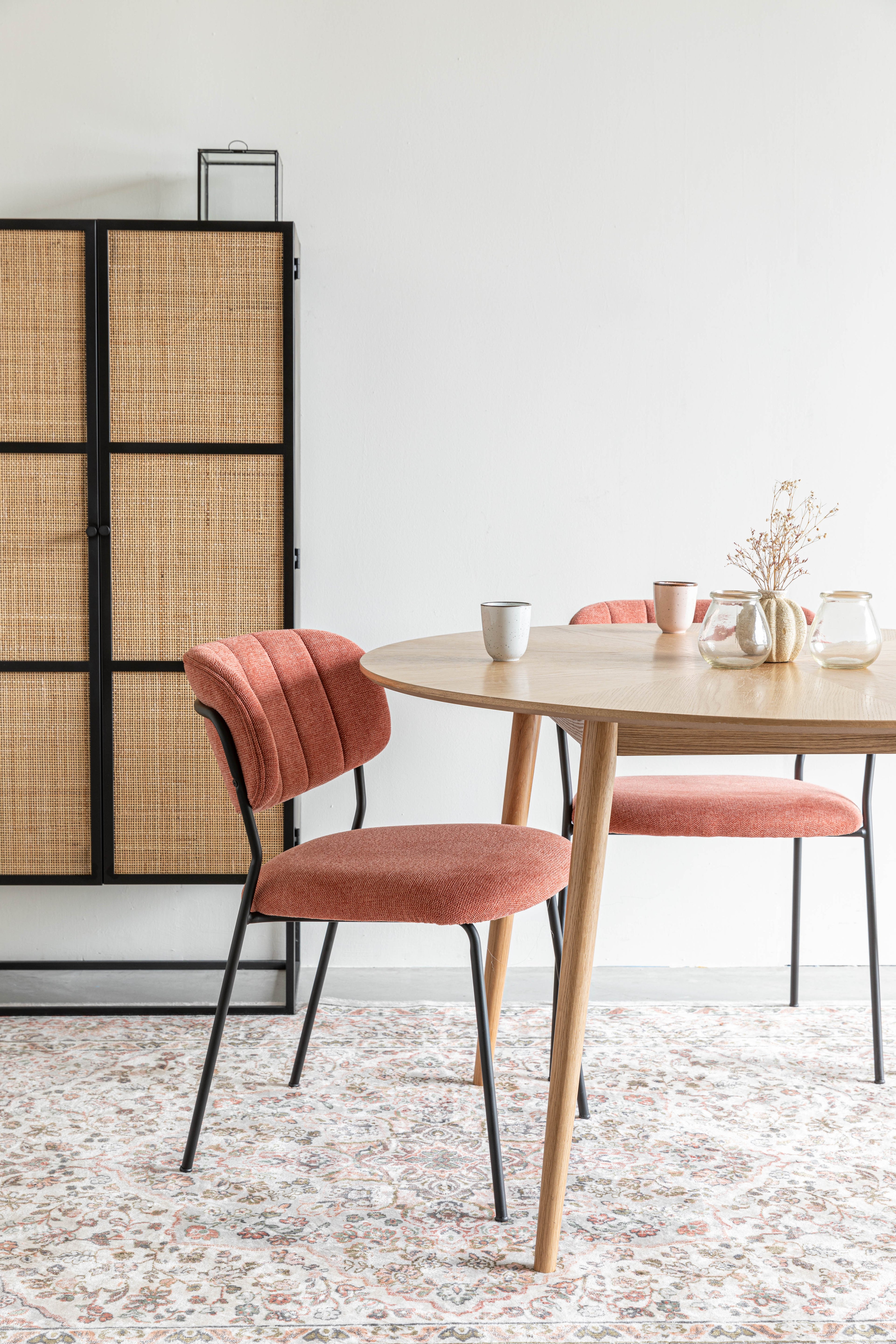 Jolien - Juego de 2 Sillas de Comedor - Tapizadas - Negro/Rosa