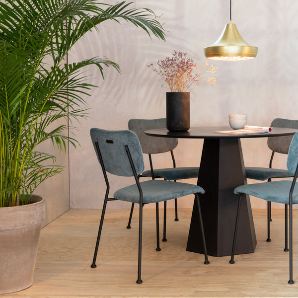 Benson - Set of 2 Dining Room Chairs - Fabric - Grey/Blue
