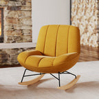 Alvin - Rocking Chair En Tissu Effet Velours Jaune Moutarde