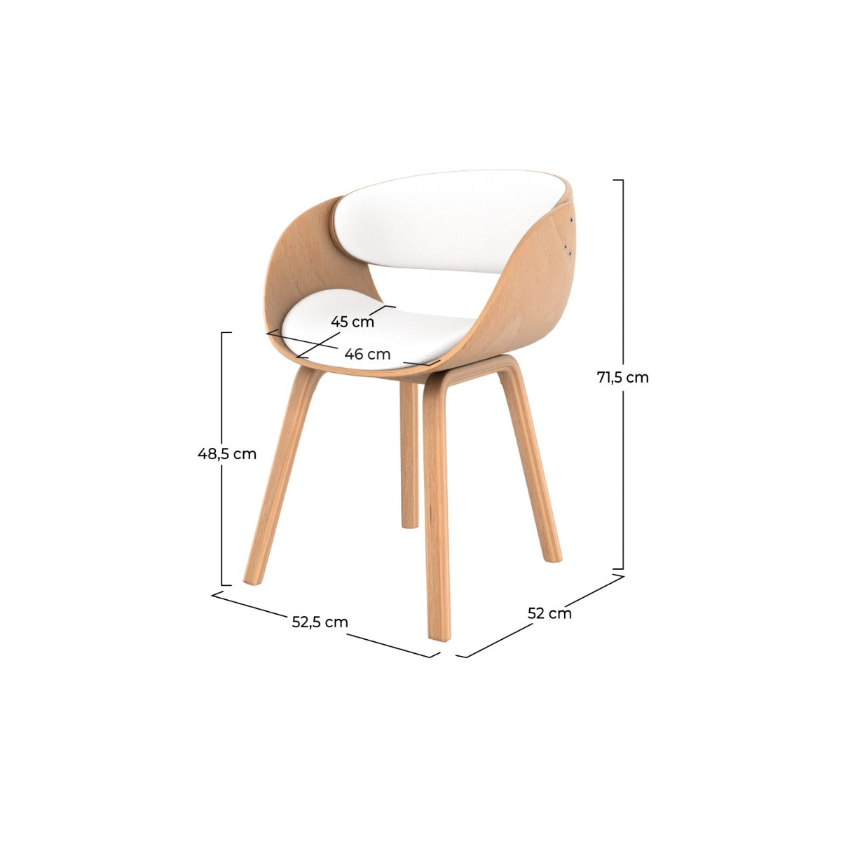 Adelmar - Chair In Light Wood And White Pu