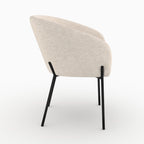 Andy - Chaise En Tissu Blanc Chiné Et Pieds En Métal Noir