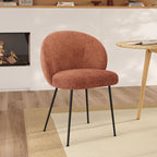 Bloomy - Chaise En Velours Chenillé Terracotta Et Métal Noir