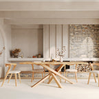 Vega - Chaise En Bois D'Hévéa Clair Et Tissu Bouclé Crème