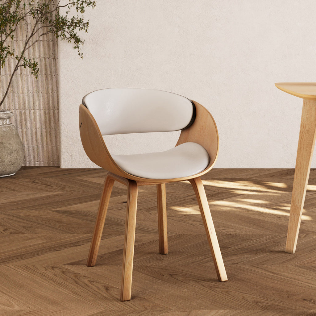 Adelmar - Chair In Light Wood And White Pu