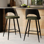 Mindy - Lot De 2 Chaises Pour Îlot Central En Tissu Bouclé Vert Kaki