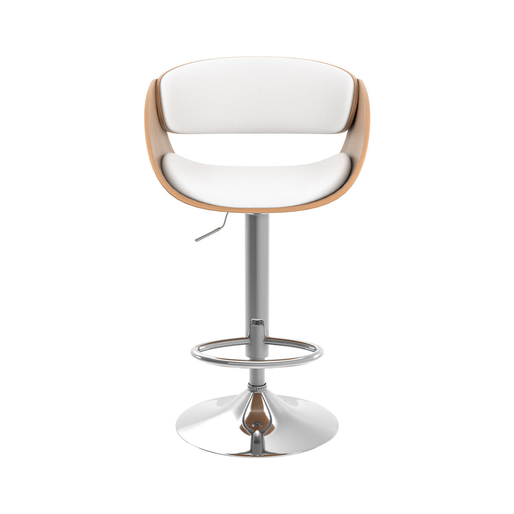 Adelmar - Silla de bar regulable en piel sintética blanca