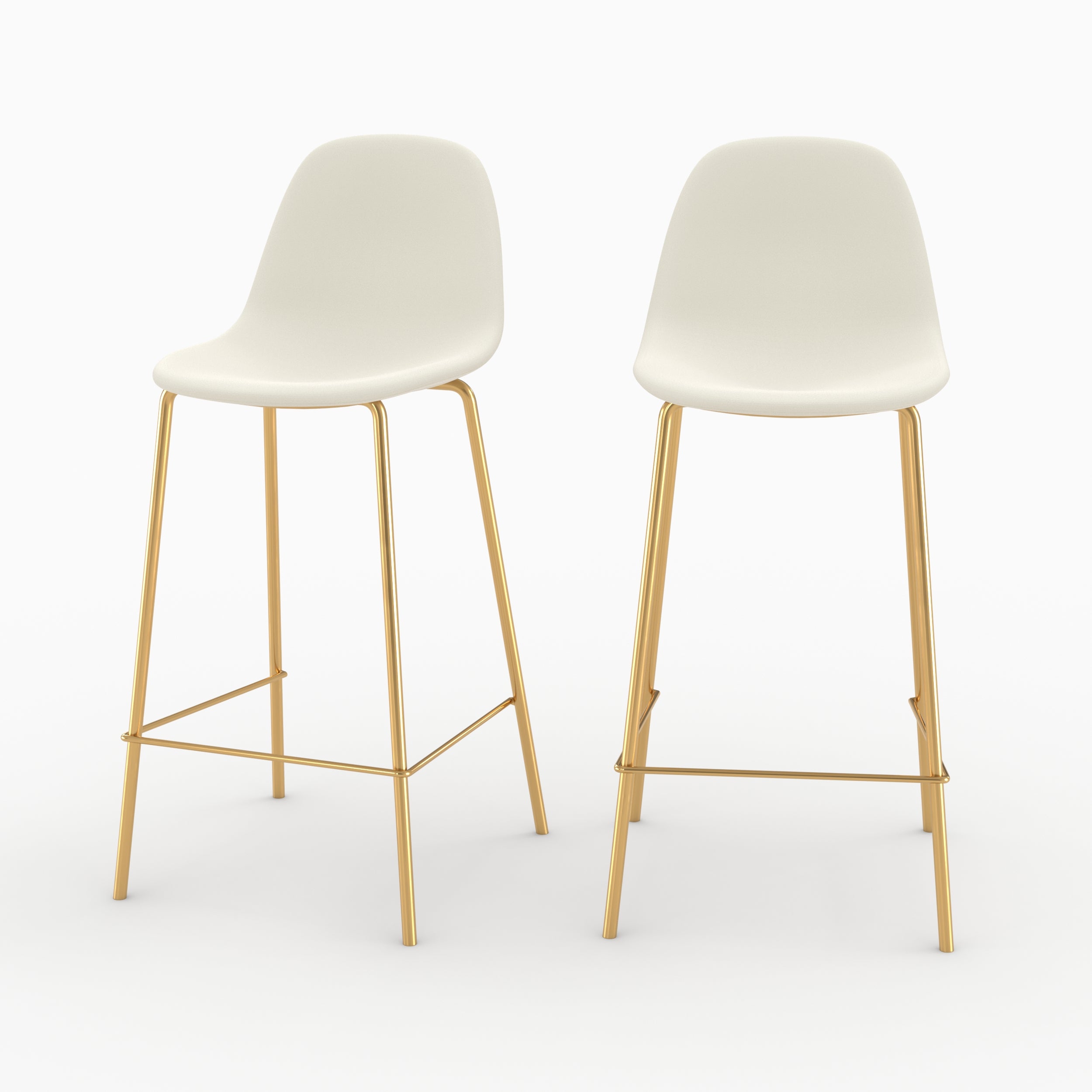 Henrik - Lot De 2 Chaises Pour Îlot Central En Cuir Synthétique Blanc