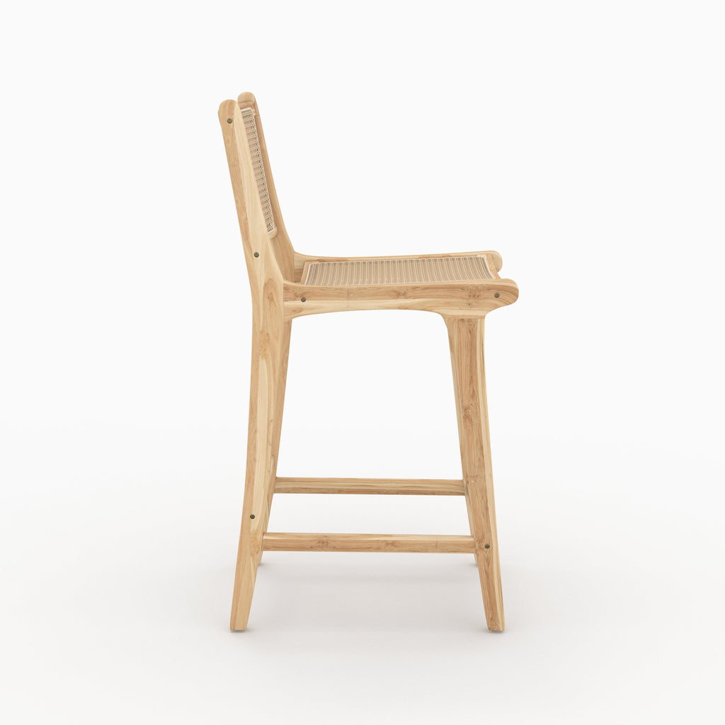 Kyla - Lot De 2 Chaises Pour Îlot Central En Teck Et Cannage Rotin