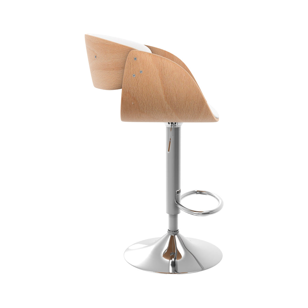 Adelmar - Silla de bar regulable en piel sintética blanca