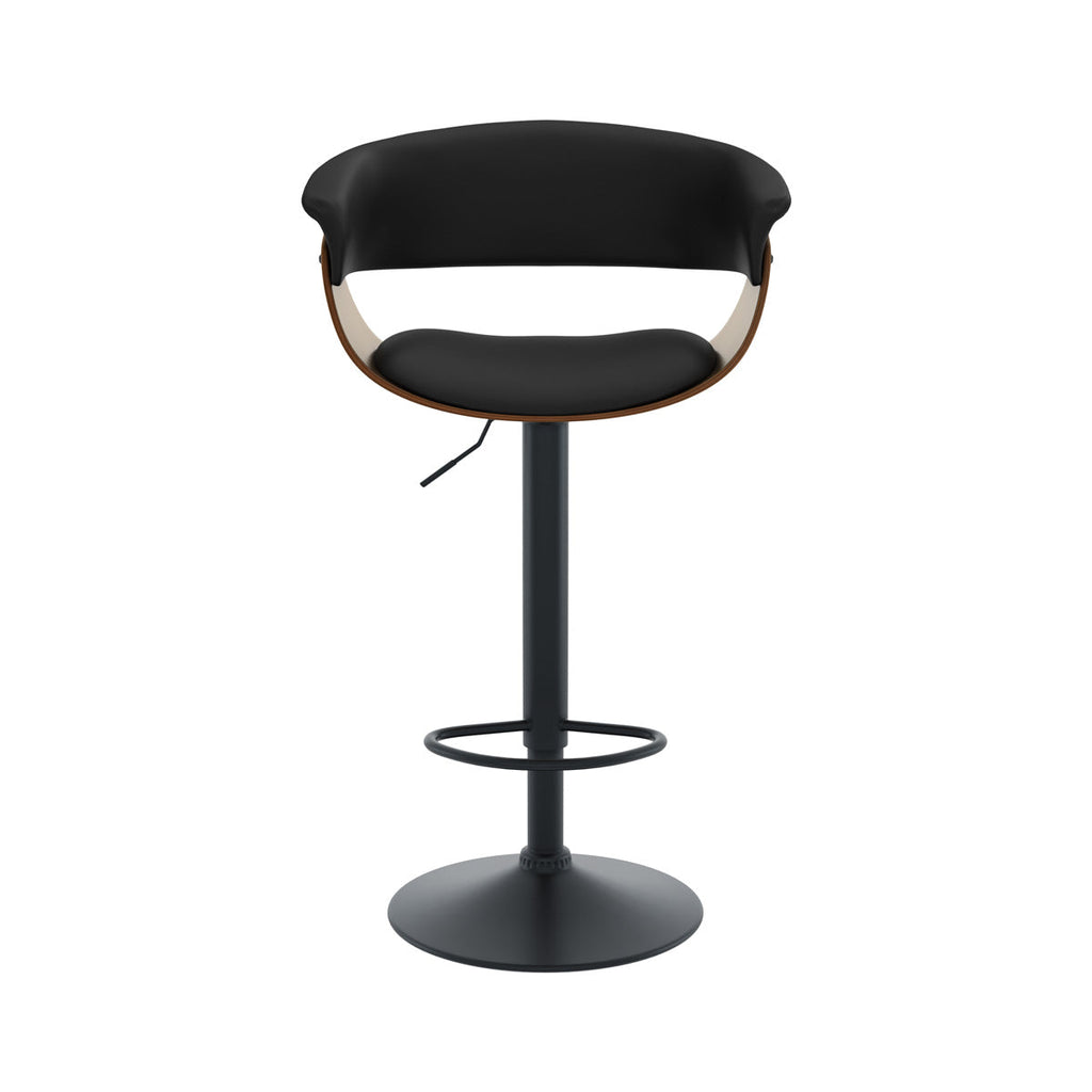 Basile - Chaise De Bar Réglable Et Pivotante En Cuir Synthétique Noir