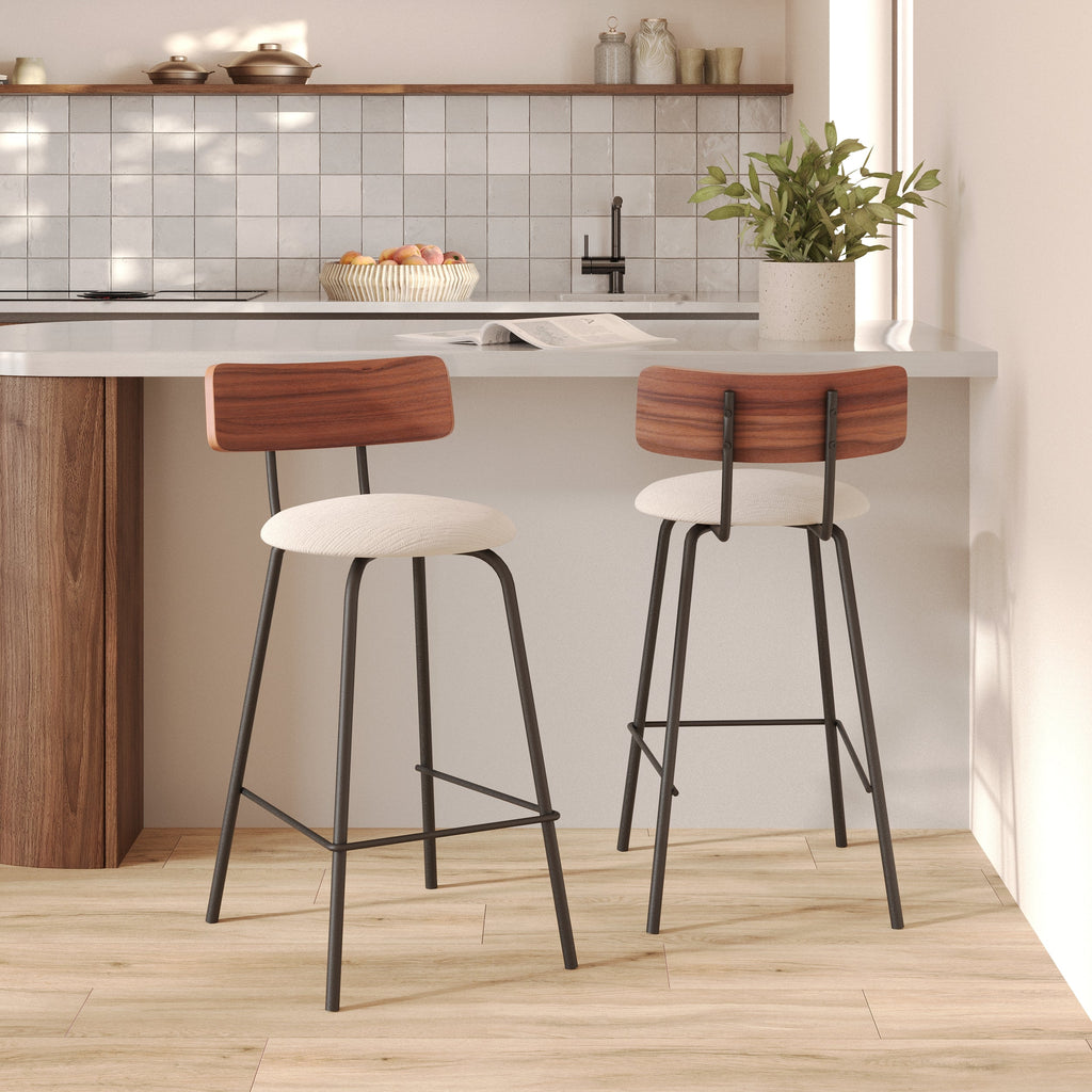 Alize - Conjunto de 2 Sillas Isla Central de Tela Beige