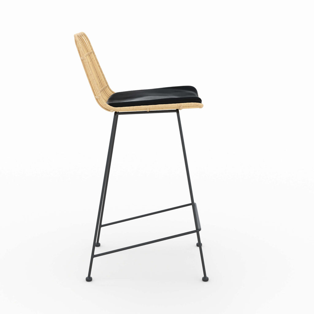 Goa - Lot De 2 Chaises Pour Îlot Central En Rotin Et Noir