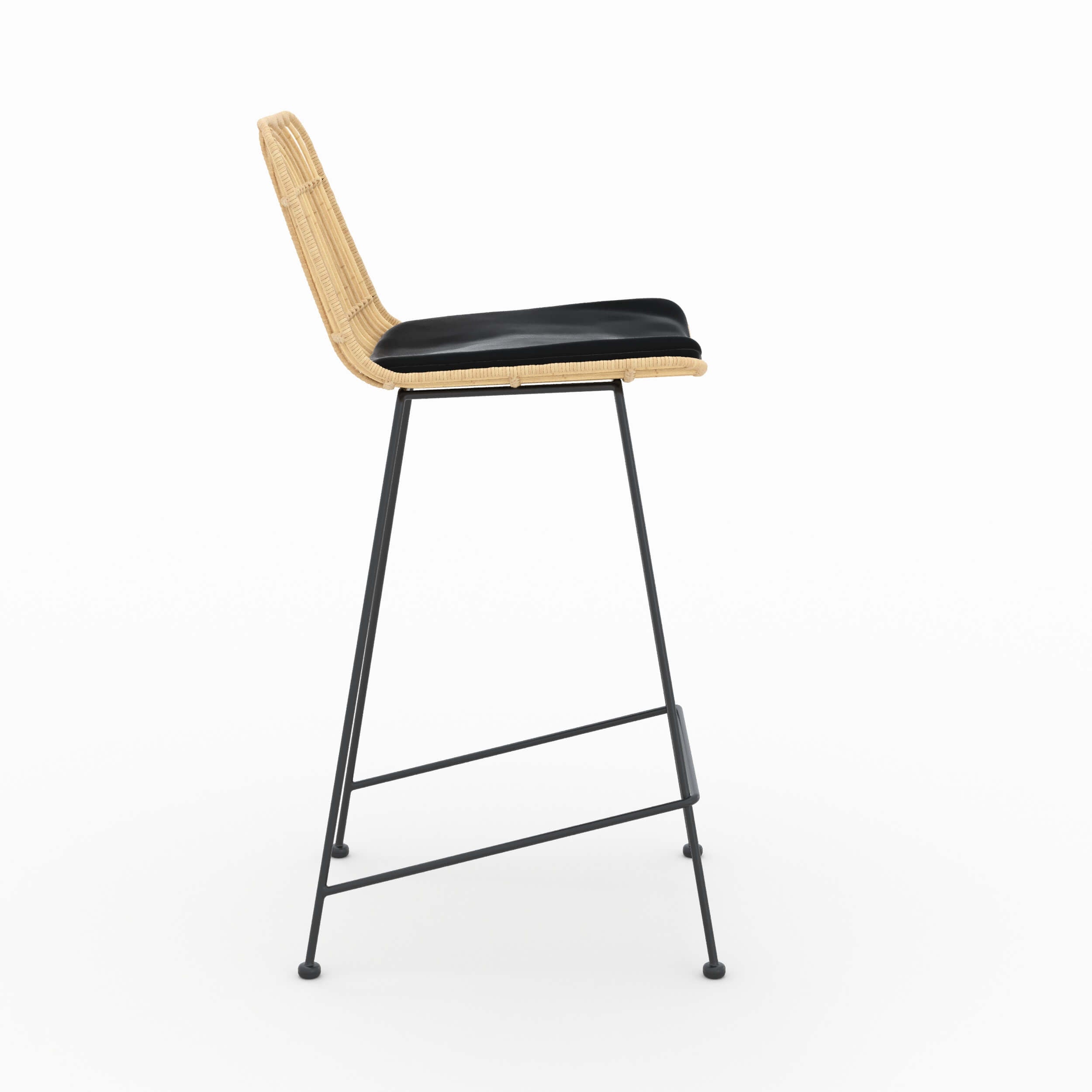 Goa - Lot De 2 Chaises Pour Îlot Central En Rotin Et Noir