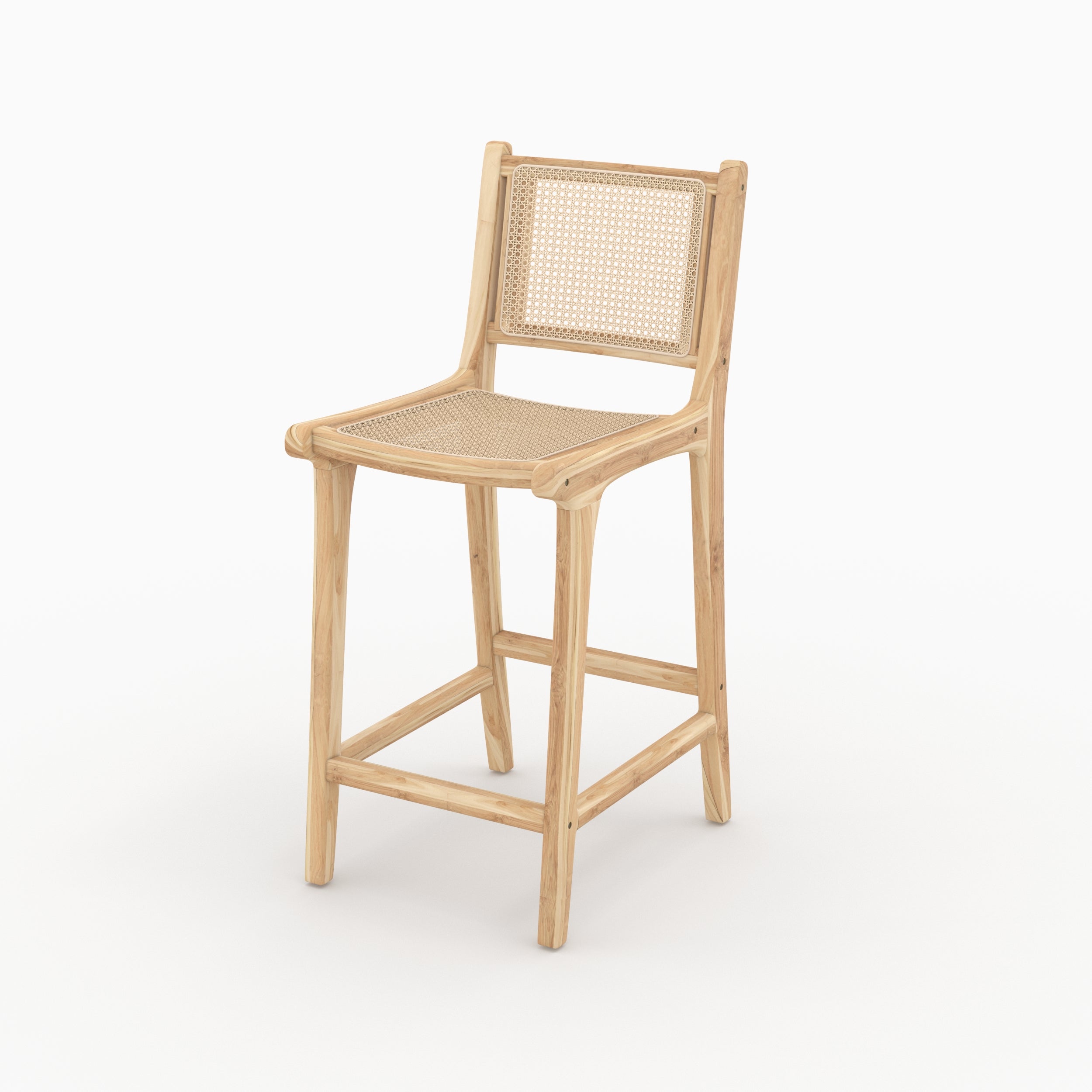 Kyla - Lot De 2 Chaises Pour Îlot Central En Teck Et Cannage Rotin