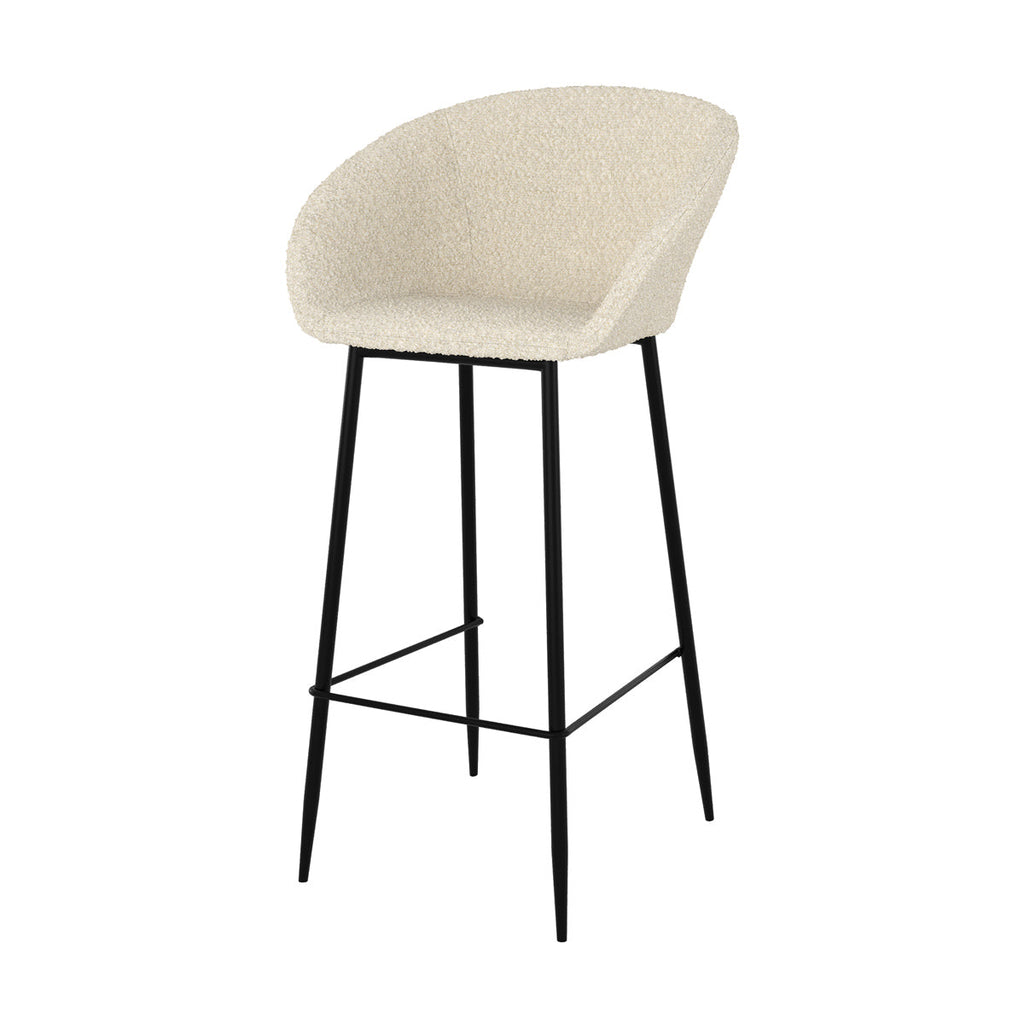 Marquise - Lot De 2 Chaises De Bar Effet Laine Bouclette Blanche