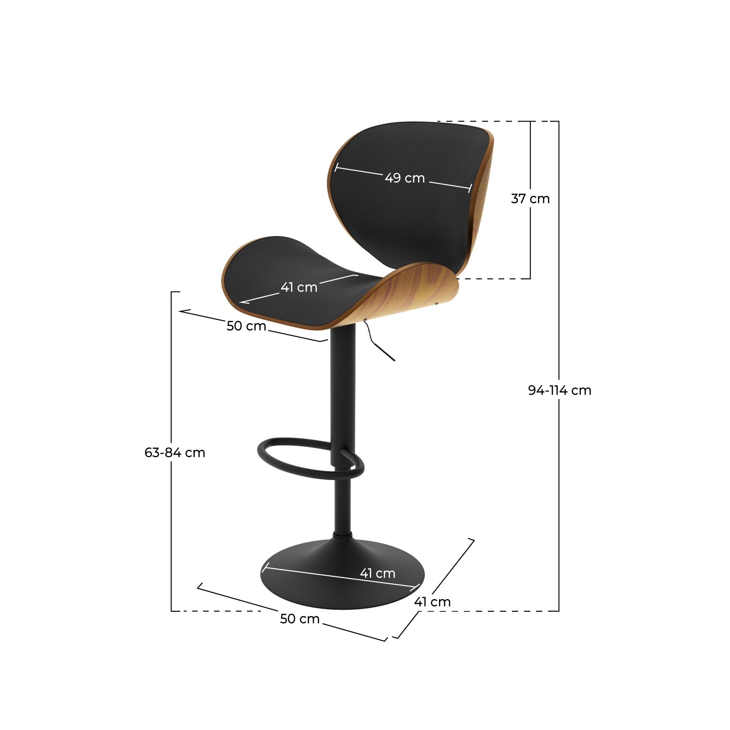 Baudoin - Chaise De Bar Réglable En Cuir Synthétique Noir