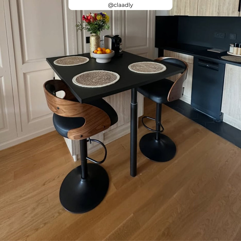 Louis - Adjustable Black Synthetic Leather Bar Chair