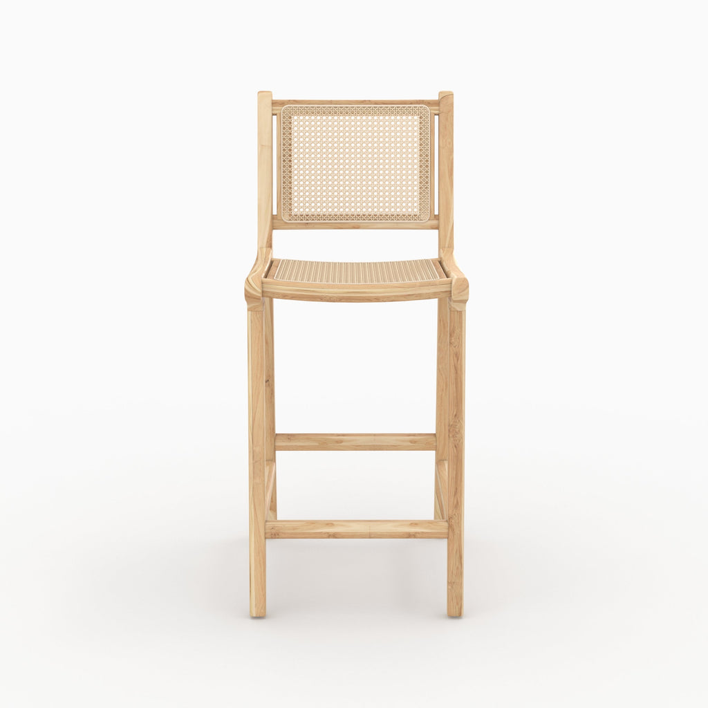 Kyla - Lot De 2 Chaises Pour Îlot Central En Teck Et Cannage Rotin