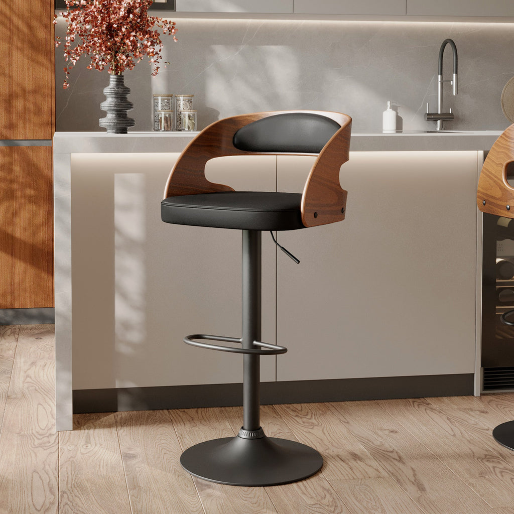 Louis - Adjustable Black Synthetic Leather Bar Chair