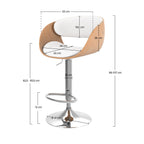 Adelmar - Silla de bar regulable en piel sintética blanca
