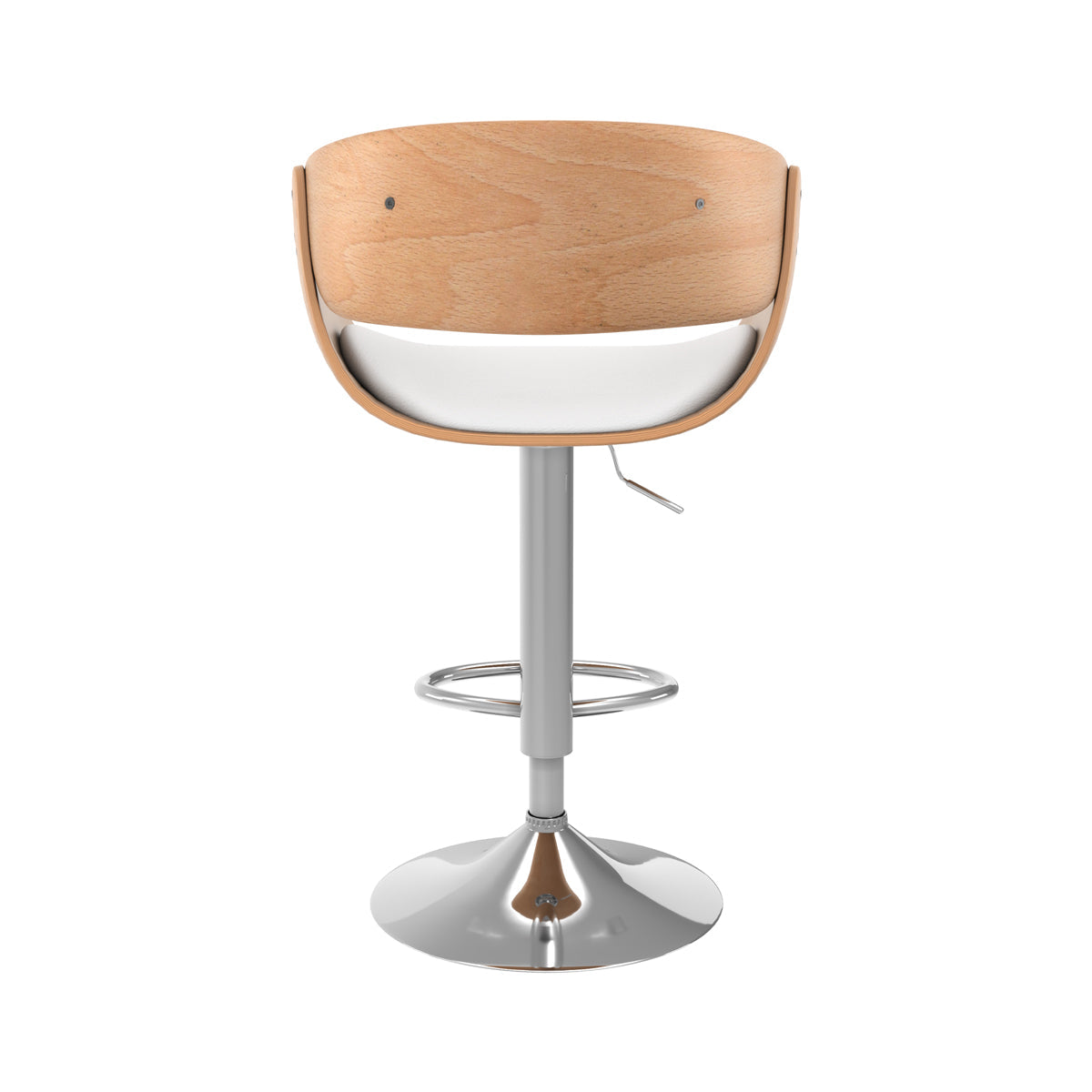 Adelmar - Silla de bar regulable en piel sintética blanca