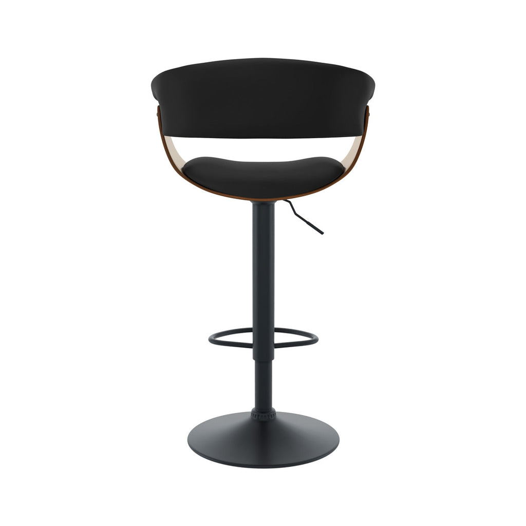 Basile - Chaise De Bar Réglable Et Pivotante En Cuir Synthétique Noir