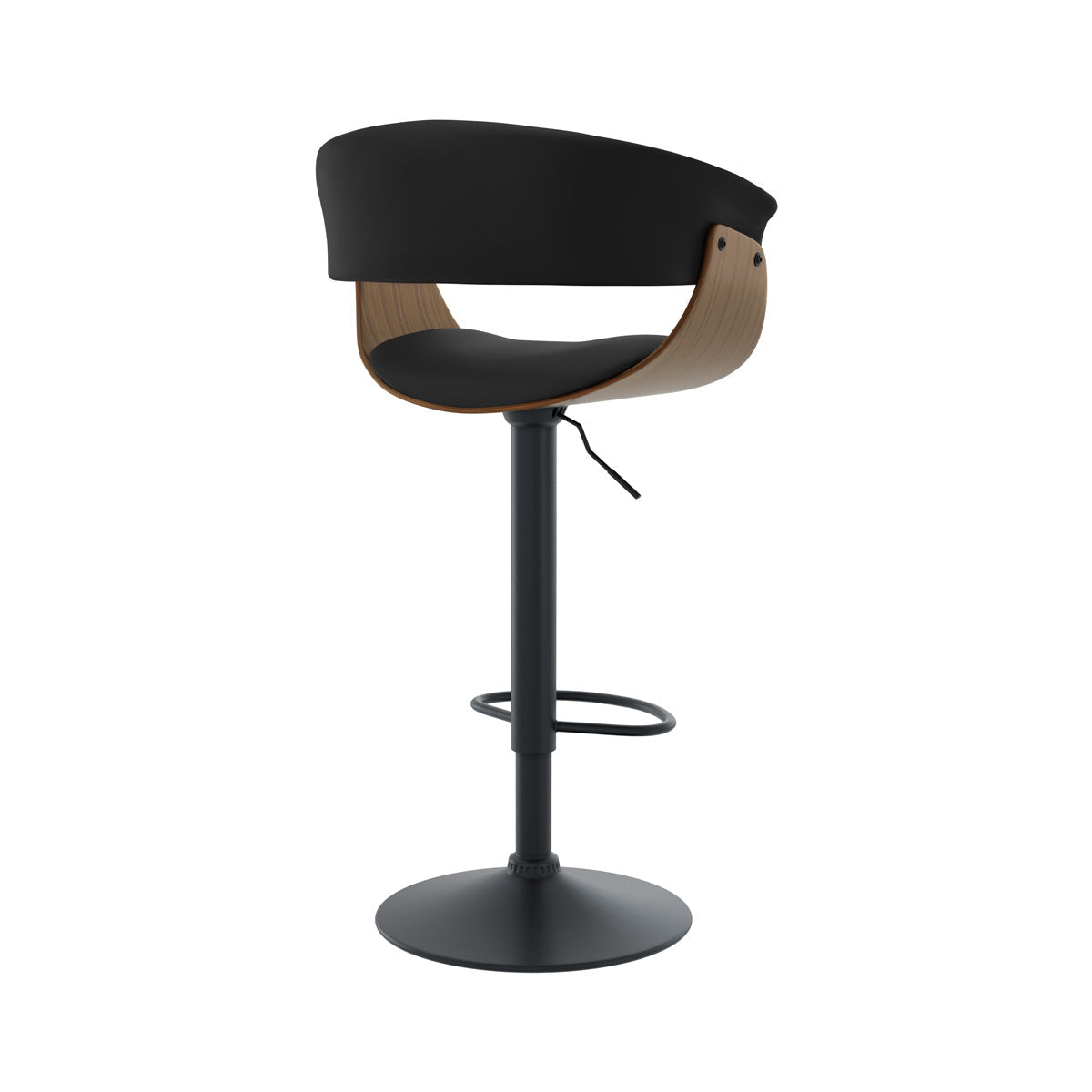 Basile - Chaise De Bar Réglable Et Pivotante En Cuir Synthétique Noir