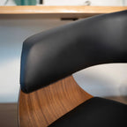 Basile - Chaise De Bureau Pivotante Sur Roulettes En Bois Et Pu Noir