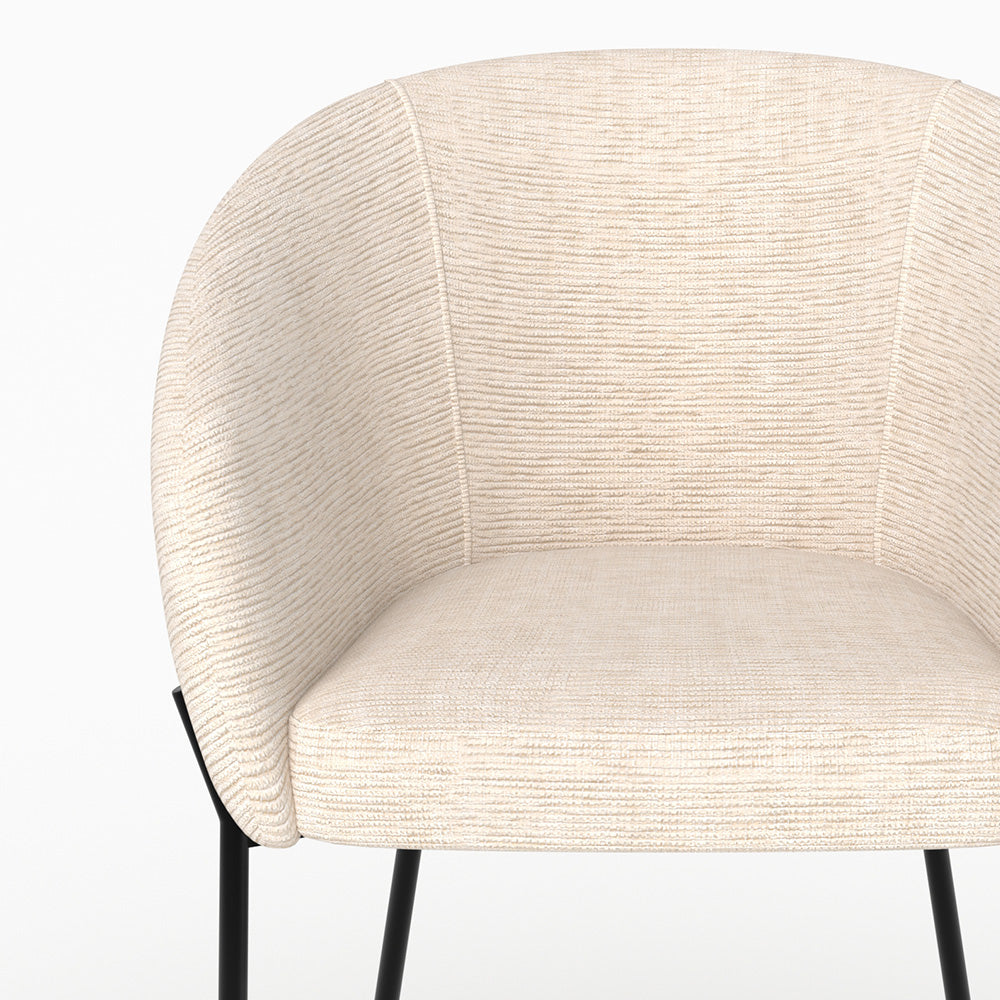 Andy - Chaise En Tissu Blanc Chiné Et Pieds En Métal Noir