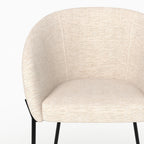 Andy - Chaise En Tissu Blanc Chiné Et Pieds En Métal Noir