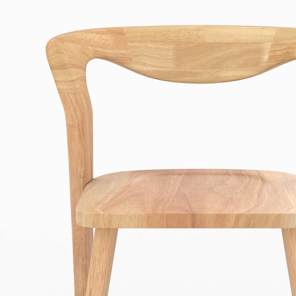Vega - Chaise En Bois D'Hévéa Clair, Dossier Courbé